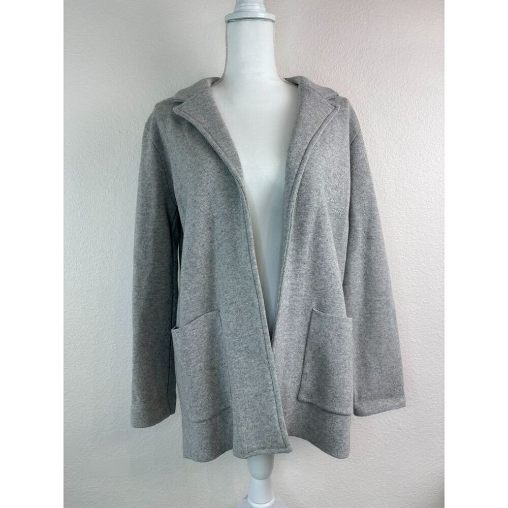 Magaschoni women's small heather grey open front‎ knit cardigan sweater